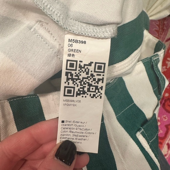 Striped Green and White Women's Pants - Picture 4 of 14